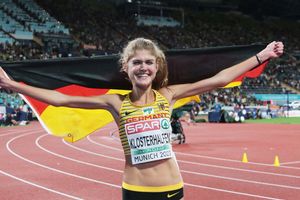 Grenzenloser Jubel bei Konstanze Klosterhalfen über den EM-Titel über 5.000 Meter. Foto: Heuser